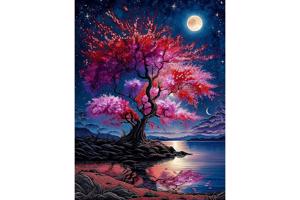 50x40cm Diamond Painting roze boom (vierkant) nr 38