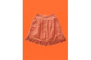 Drole de Copine rok gaatjes patroon oranje M/L 38/40