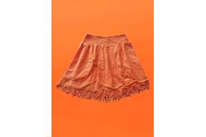 Drole de Copine rok gaatjes patroon oranje M/L 38/40