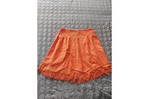 Drole de Copine rok gaatjes patroon oranje M/L 38/40