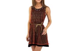 Metrofive stretchy glitter jurk rood met parels S/M