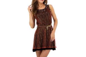 Metrofive stretchy glitter jurk rood met parels S/M