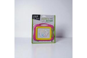 Magnetich teken bord roze geel klein formaat