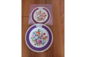 7 Porseleinen wandborden met thema bloemen en certificaat