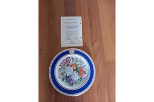 7 Porseleinen wandborden met thema bloemen en certificaat