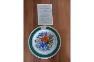 7 Porseleinen wandborden met thema bloemen en certificaat