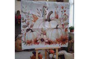 Set van 4 kussenhoezen pompoen bruin oranje 45x45cm