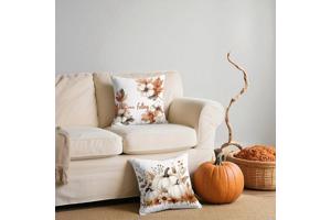 Set van 4 kussenhoezen pompoen bruin oranje 45x45cm