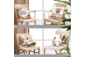 Set van 4 kussenhoezen pompoen bruin oranje 45x45cm