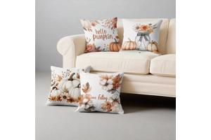 Set van 4 kussenhoezen pompoen bruin oranje 45x45cm