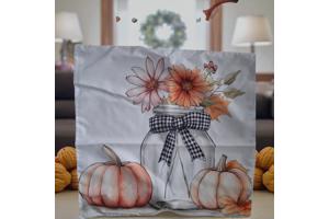 Set van 4 kussenhoezen pompoen bruin oranje 45x45cm