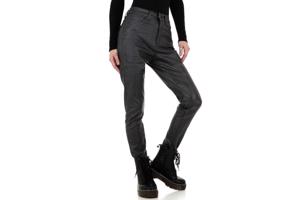 Daisy lederlook skinny broek glitterlook grijs 44/XXL