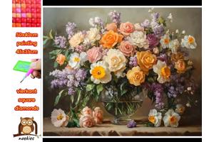 50x40cm Diamond Painting vaas met bloemen (vierkant) nr 58