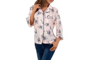 JCL blouse zijde zacht vogelprint lichtroze M/L