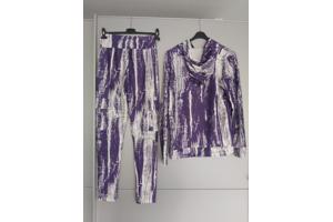 Fashion 2 delig huispak violet paars wit S/M