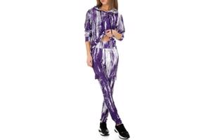 Fashion 2 delig huispak violet paars wit S/M