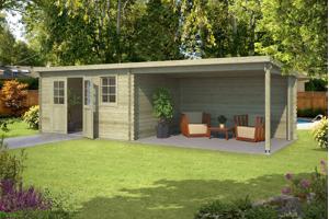 Blokhut met overkapping Aida 760x275 Onbehandeld vuren