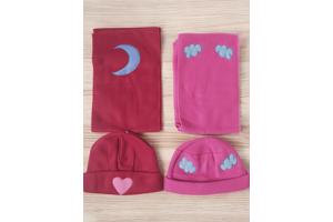 2x kinder winter fleece sets rood roze one size