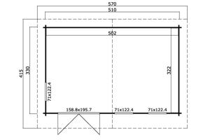 Tuinhuis-Blokhut Baruda 53: 510 x 330 cm ---44mm dik