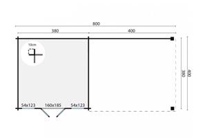 Blokhut - Tuinhuis Kwaspa | 44 mm | vuren onbehandeld