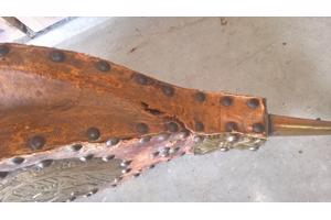 Antieke open haard blaasbalg