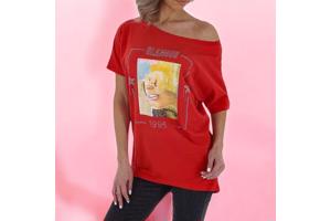 Glo-story t-shirt 1995 rood glamour glitter one size