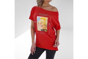 Glo-story t-shirt 1995 rood glamour glitter one size