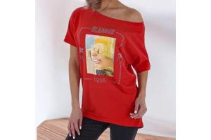 Glo-story t-shirt 1995 rood glamour glitter one size