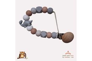 nr 19 noekies Speenkoord Dino grijs beige wit