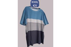 T-shirt gestreept wit blauw donkerblauw XXXL