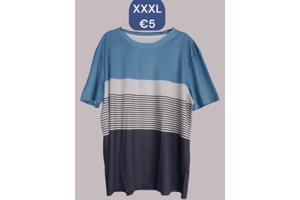 T-shirt gestreept wit blauw donkerblauw XXXL