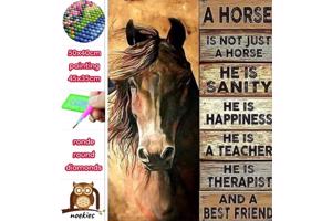 50x40cm Diamond Painting paard met tekst (rond) nr 2010