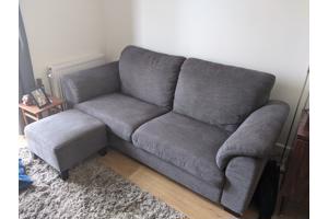 Ikea Bank in goede staat Grijs Blauw met voetenbank