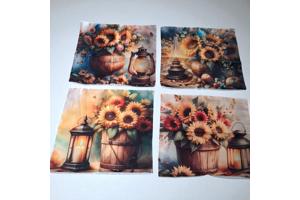 Set van 4 kussenhoezen zonnebloem olie lampje 40x40cm