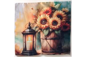 Set van 4 kussenhoezen zonnebloem olie lampje 40x40cm