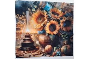 Set van 4 kussenhoezen zonnebloem olie lampje 40x40cm