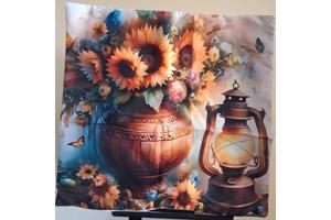 Set van 4 kussenhoezen zonnebloem olie lampje 40x40cm