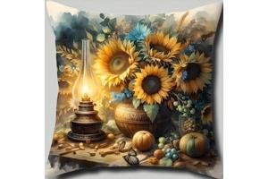 Set van 4 kussenhoezen zonnebloem olie lampje 40x40cm