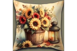 Set van 4 kussenhoezen zonnebloem olie lampje 40x40cm