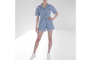 White Icy spijker playsuit maantjes blauw M/38