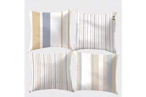 Set van 4 kussenhoezen gestreept blauw bruin 45x45cm