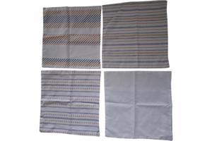 Set van 4 kussenhoezen gestreept blauw bruin 45x45cm