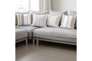 Set van 4 kussenhoezen gestreept blauw bruin 45x45cm