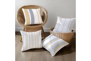 Set van 4 kussenhoezen gestreept blauw bruin 45x45cm