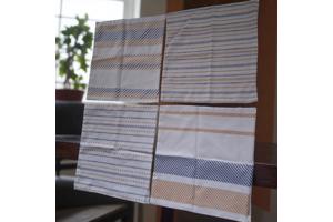 Set van 4 kussenhoezen gestreept blauw bruin 45x45cm