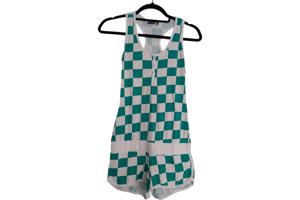 Metrofive playsuit groen wit geblokt S