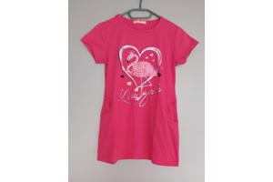 Lang shirt flamingo in hart glitter pink 158/164