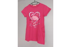 Lang shirt flamingo in hart glitter pink 158/164