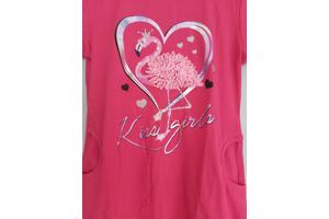 Lang shirt flamingo in hart glitter pink 158/164