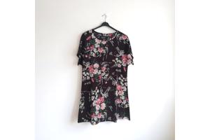 Zomer jurk bloemen zwart groen roze M
